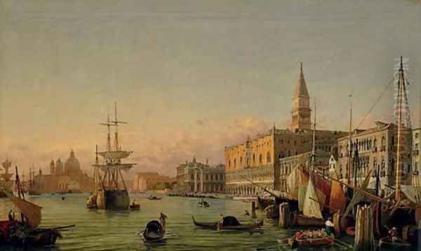 The Doge's Palace and the Bacino di San Marco, Venice Oil Painting by Friedrich Nerly