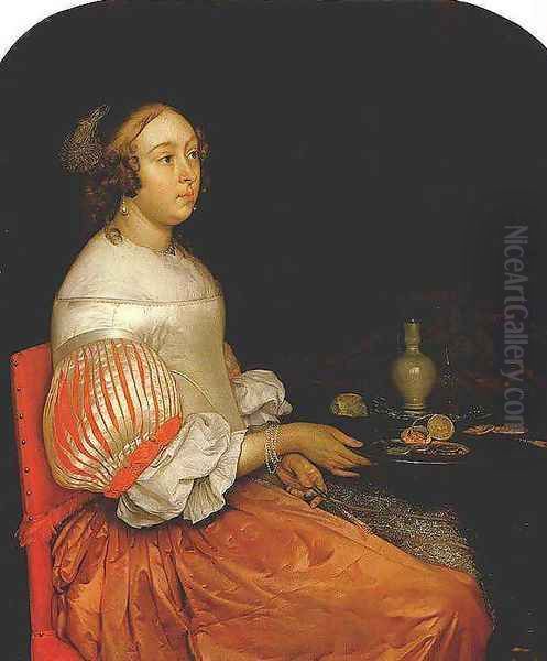 Young Lady at her Breakfast Oil Painting by Eglon van der Neer