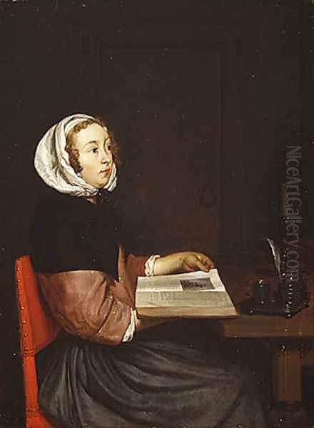 The Reader Oil Painting by Eglon van der Neer