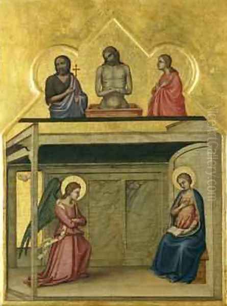 The Annunciation and Christ suffering 1351-75 Oil Painting by Allegretto Nuzi