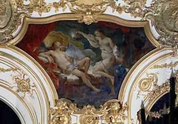 Psyche and Cupid ceiling panel from the Salon de la Princesse Oil Painting by Charles Joseph Natoire