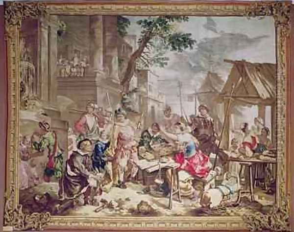 Sancho Panza and the Nut Seller Oil Painting by Charles Joseph Natoire