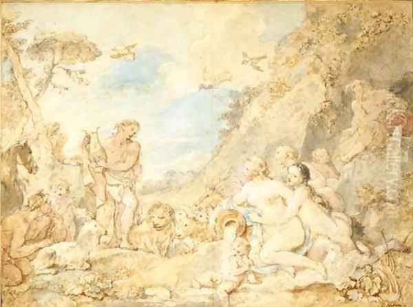 Orpheus charming the animals and the nymphs Oil Painting by Charles Joseph Natoire