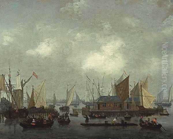 Amsterdam- Shipping on the Ij Oil Painting by Reiner Nooms (Zeeman)