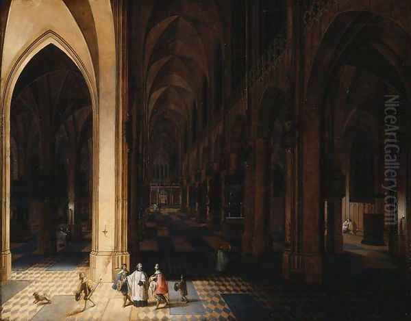 Interior of Antwerp Cathedral at Night 1638 Oil Painting by Peeter, the Elder Neeffs