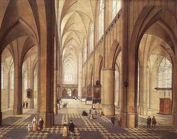 Interior of a Church (2) Oil Painting by Peeter, the Elder Neeffs