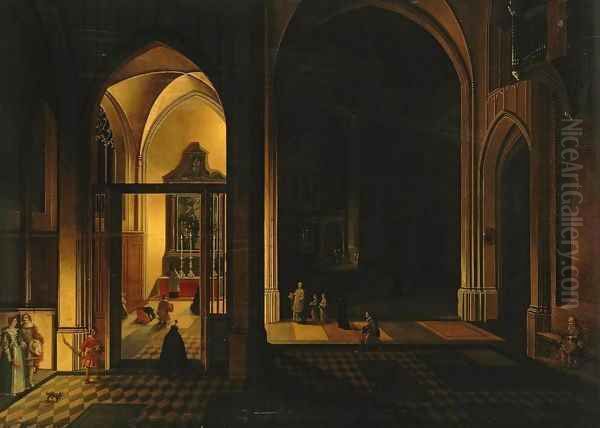 Interior of a Gothic Church 2 Oil Painting by Peeter, the Elder Neeffs