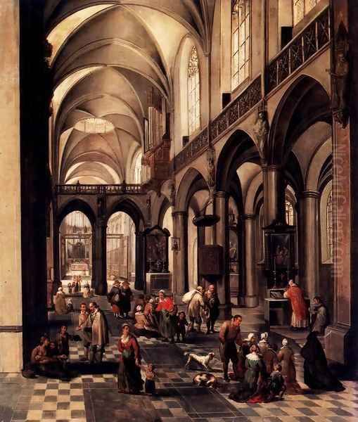 Interior of a Flemish Church Oil Painting by Peeter, the Elder Neeffs