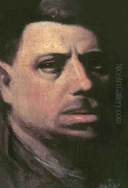 Self-portrait 1910-15 Oil Painting by Janos Nagy Balogh