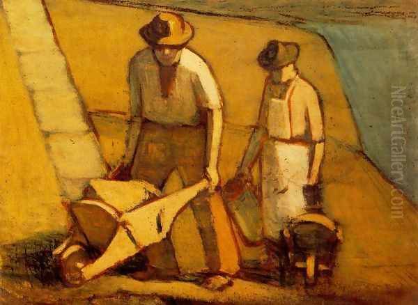 Navvies beginning of 1910s Oil Painting by Janos Nagy Balogh