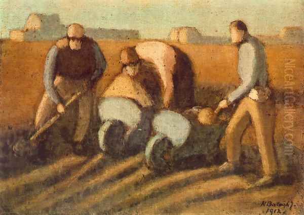 Navvies with Barrow 1912 Oil Painting by Janos Nagy Balogh