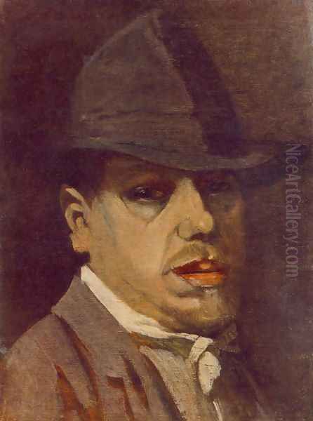 Self-portrait c. 1910 Oil Painting by Janos Nagy Balogh