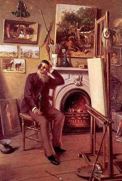 Self-Portrait in the Artist's Studio 1890 Oil Painting by Ernest Narjot