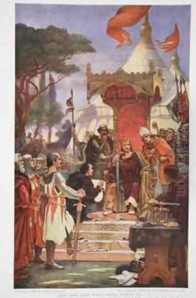 King John signs the Magna Carta Oil Painting by Ernest Normand