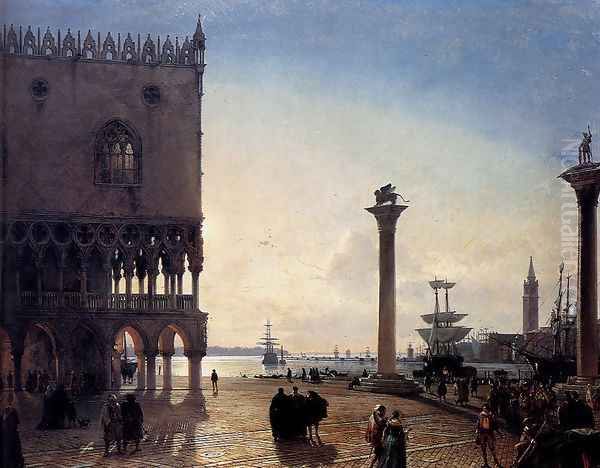 Piazza San Marco At Night Oil Painting by Friedrich Nerly the Younger