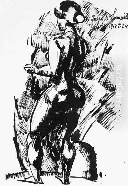 Standing Female Nude 1914 Oil Painting by Jozsef Nemes Lamperth