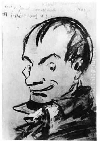 Caricature of Charles Baudelaire 1821-67 Oil Painting by Gaspard Felix Tournachon Nadar