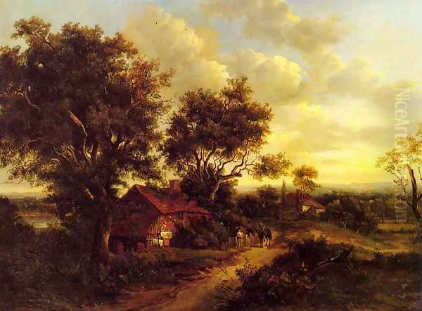 A Landscape With A Cottage Near Dorking Oil Painting by Patrick Nasmyth