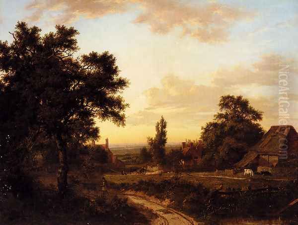 A View Of Addington, Surrey, With The Shirley Mills Beyond Oil Painting by Patrick Nasmyth