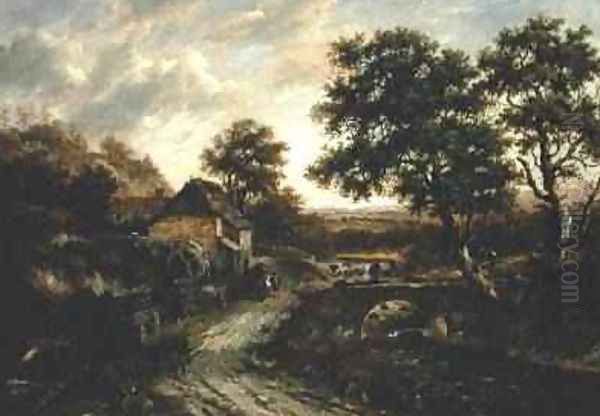 Overshot Flint Mill in Landscape with Fall of Water 1831 Oil Painting by Patrick Nasmyth