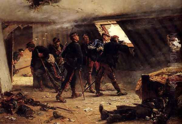 Episode From The Franco-Prussian War Oil Painting by Alphonse de Neuville