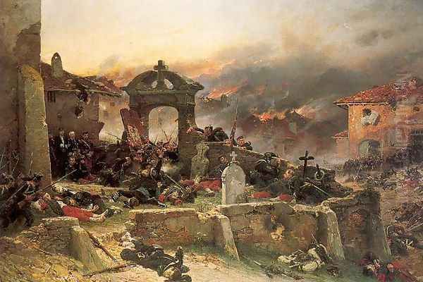 The Cemetery at St. Privat, August 18, 1870, 1881 Oil Painting by Alphonse de Neuville