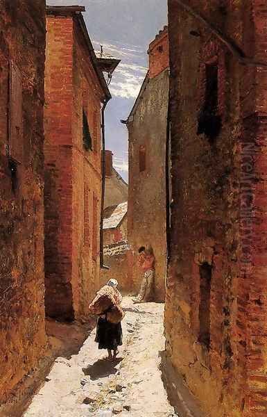 Street In The Old Town Oil Painting by Alphonse de Neuville