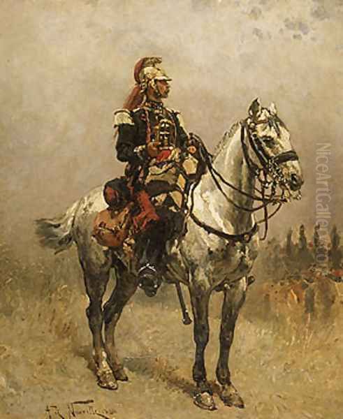 A Cavalryman Oil Painting by Alphonse de Neuville