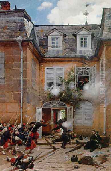 A surprise attack, Metz Oil Painting by Alphonse de Neuville