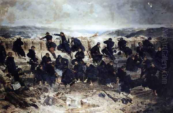 Barricade on the front of Sevastopol Oil Painting by Alphonse de Neuville