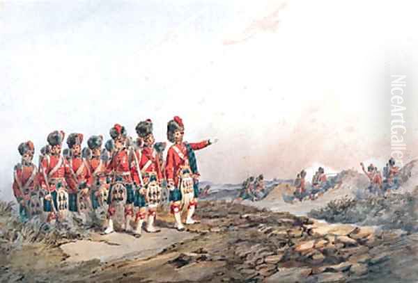 The 42nd Royal Highlanders Black Watch on manoeuvres Oil Painting by Orlando Norie