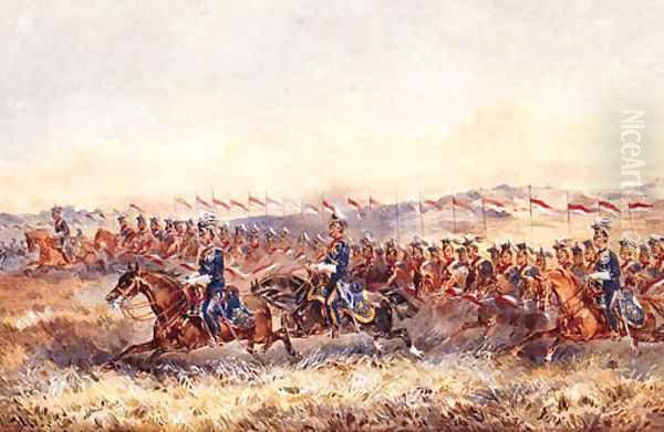 The Charge of the 9th Royal Lancers Oil Painting by Orlando Norie