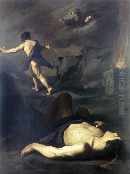 Cain and Abel Oil Painting by Pietro Novelli