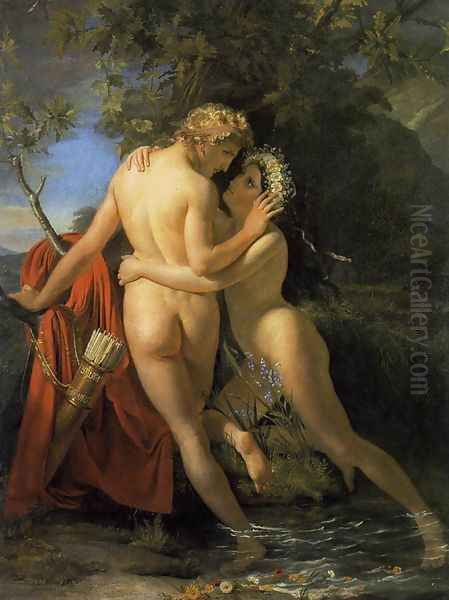 The Nymph Salmacis and Hermaphroditus 1829 Oil Painting by Francois-Joseph Navez