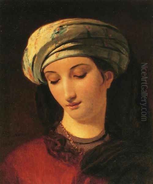 Portrait of a Woman with a Turban Oil Painting by Francois-Joseph Navez