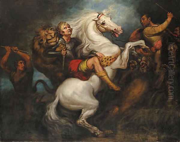 A lion hunt Oil Painting by James Northcote