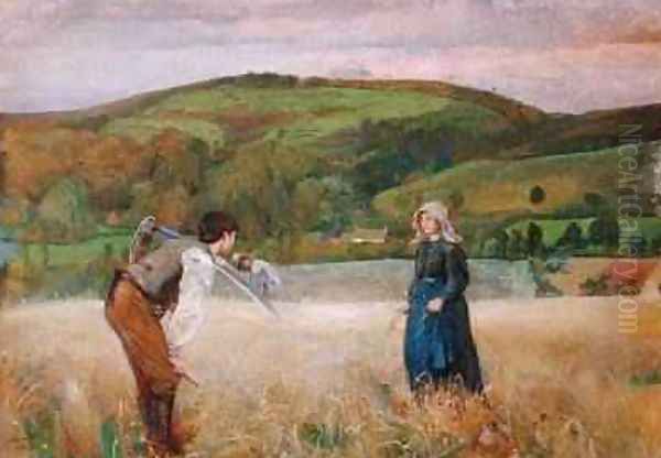 A Field of Barley 1866 Oil Painting by John William North