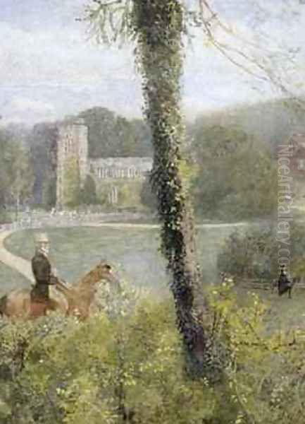 Somerset Man Riding to His Lady Oil Painting by John William North