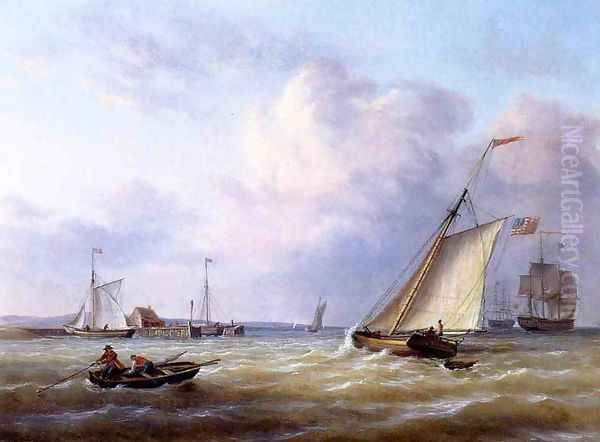 Philadelphia Harbor Oil Painting by Richard Henry Nibbs