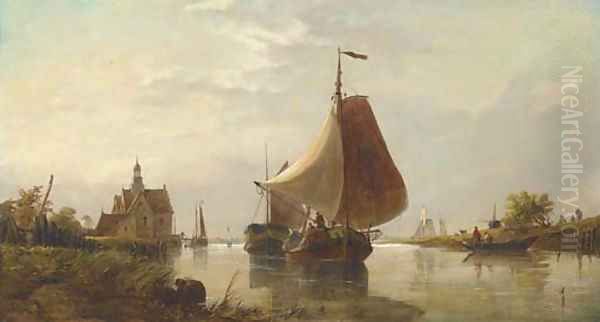 Gliding up the estuary, Holland Oil Painting by Richard Henry Nibbs