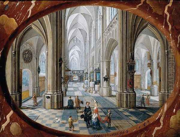 Interior of a Gothic Church 1653 Oil Painting by Peeter, the Younger Neeffs