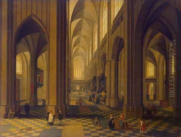 Interior of the Antwerp Cathedral Oil Painting by Peeter, the Younger Neeffs