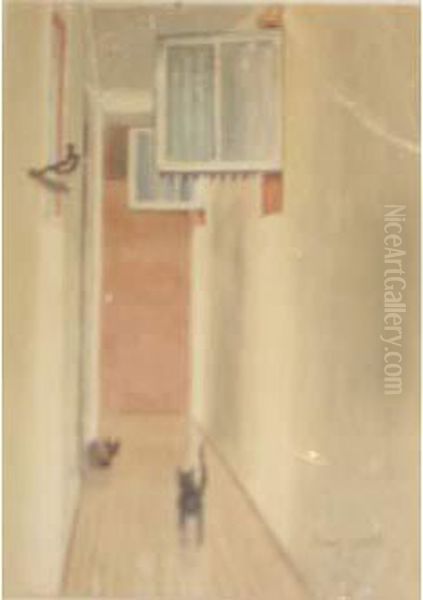 Deux Chats Dans Un Couloir Oil Painting by Max Jacob