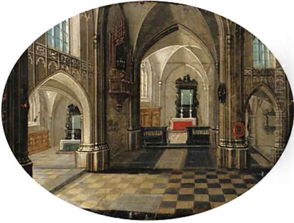 The interior of a church by day Oil Painting by Peeter, the Younger Neeffs