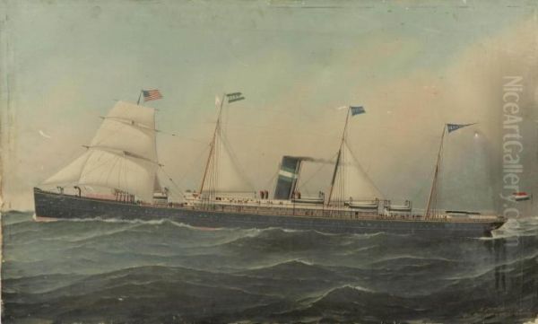 The Steamer 'veendam' Of The Holland America Line Oil Painting by Antonio Nicolo Gasparo Jacobsen