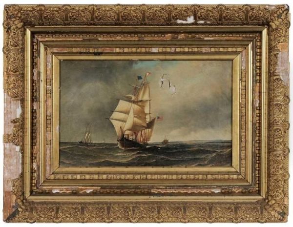 An American Clipper Ship Oil Painting by Antonio Nicolo Gasparo Jacobsen