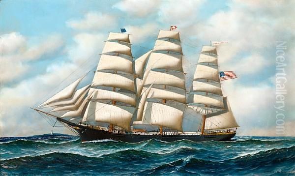 The Ship Young America 
 At Sea Oil Painting by Antonio Nicolo Gasparo Jacobsen