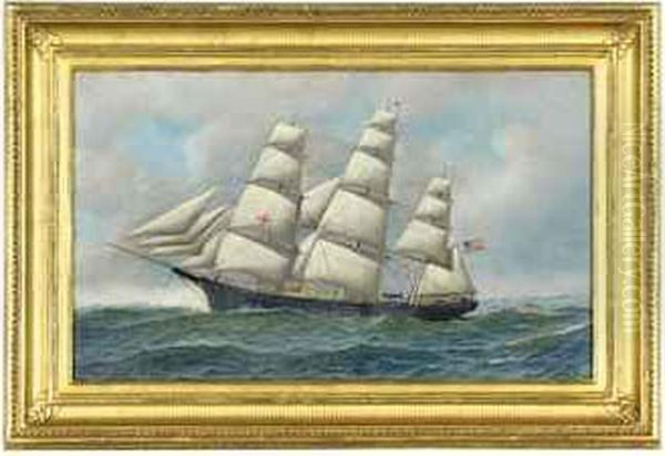 The 'dreadnought' At Sea Oil Painting by Antonio Nicolo Gasparo Jacobsen