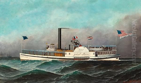 The Us Mail Steamer Oil Painting by Antonio Nicolo Gasparo Jacobsen