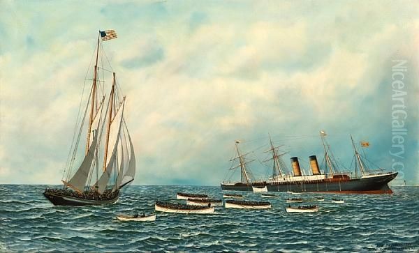 The Sinking Of The S.s. Oil Painting by Antonio Nicolo Gasparo Jacobsen